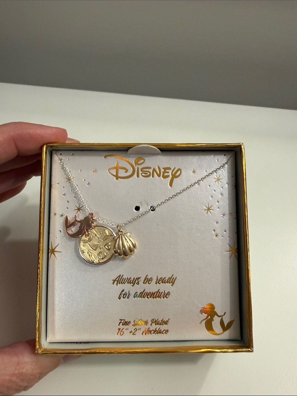 Disney Mermaid Shell & Coin Charm Necklace - Gold and Rose Gold Accents
